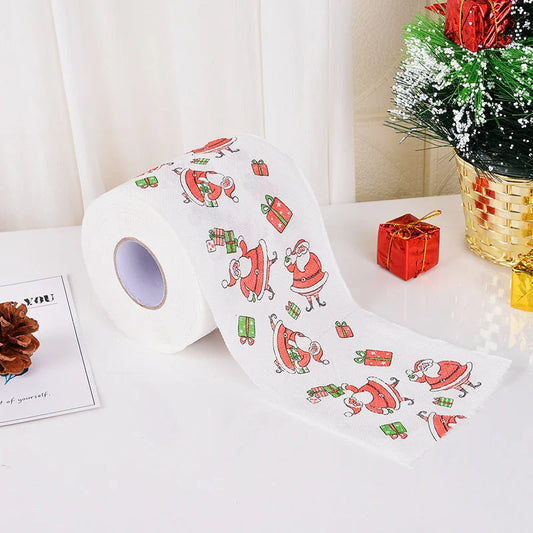 Festive Christmas toilet roll paper with Santa Claus design