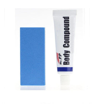 Car scratch remover kit with slop wax for light scratches, includes abrasives and sponge