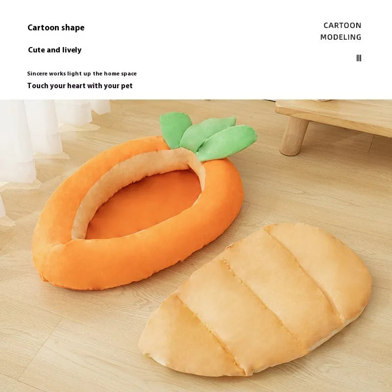 Cartoon carrot double-sided removable washable dog mattress in cloth material