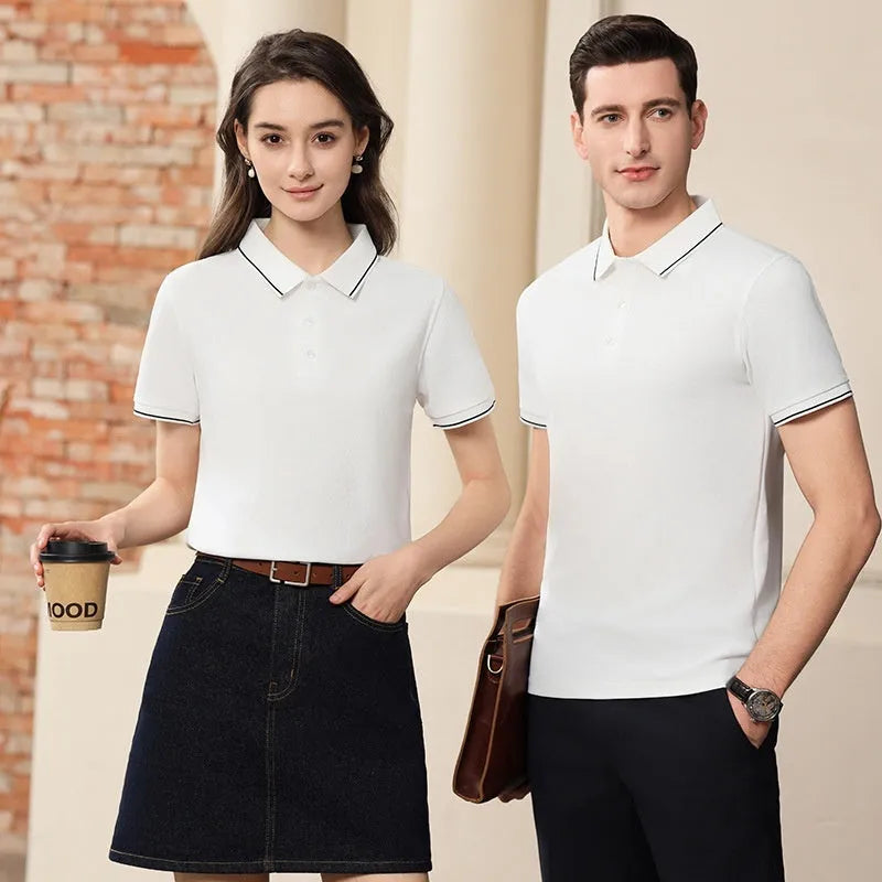 Antibacterial ice-sensitive lapel polo shirt in slim fit with short sleeves and T800 Solona fabric