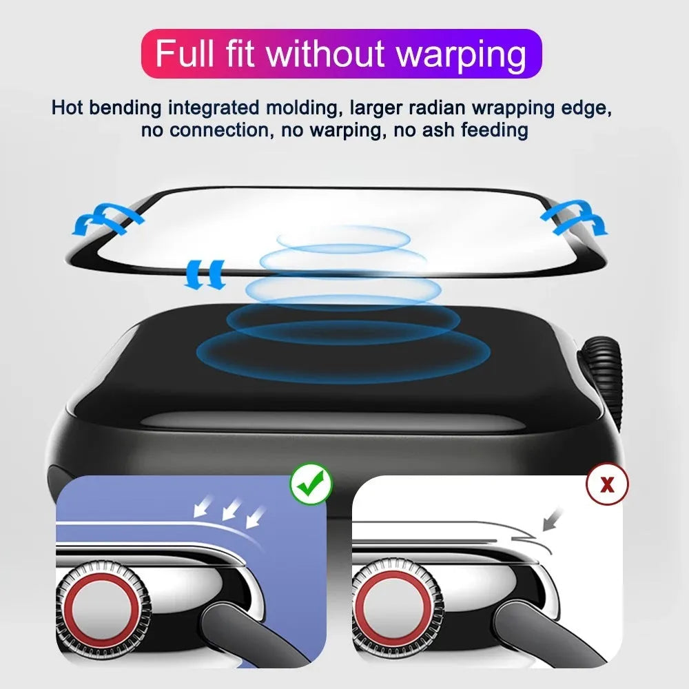 PMMA curved full screen protective film for Apple Watch in transparent black, multiple sizes available