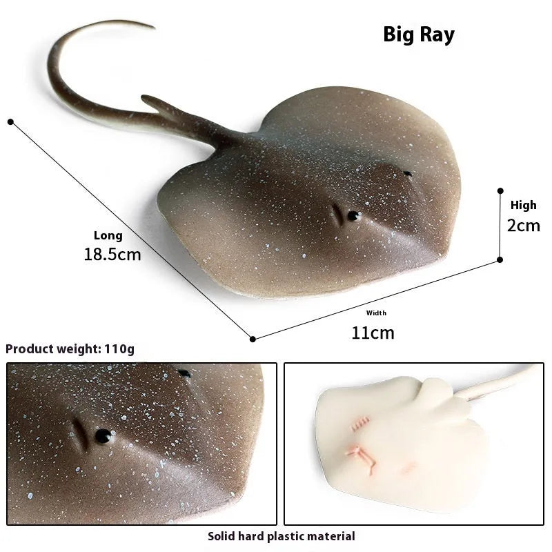 Simulation marine animal model plastic devil fish ray fish with blue spot stripe tail for children's cognitive toy