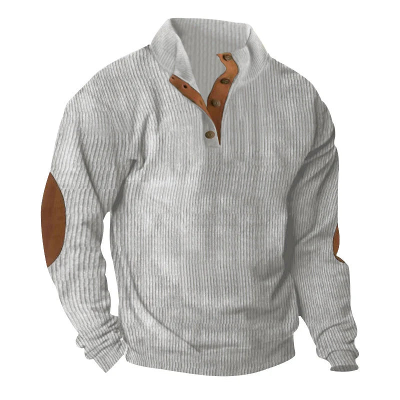Corduroy casual stand collar long-sleeved sweater in various colours