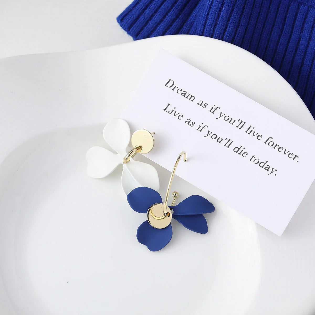 Sterling silver needle Mori style fresh flower stud earrings in various colours