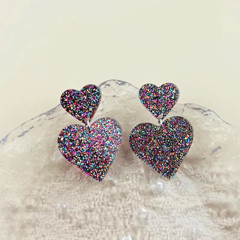 Acrylic love earrings for women, geometry design, Valentine's Day personalised jewellery, one pair