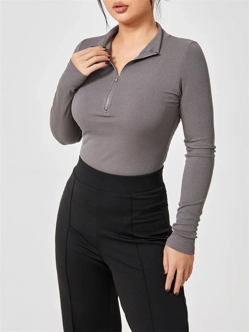Women's long sleeve zipper jumpsuit with seamless slimming shapewear in various colours