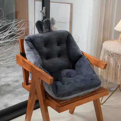 Plush chair cushion with integrated backrest in various colours and sizes