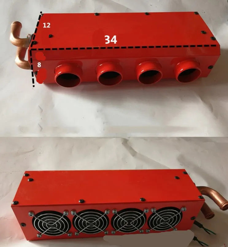 Small metal car heater with copper pipes for 12V 24V vehicle installation