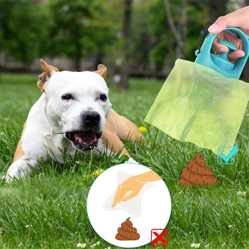 Portable dog poop scooper with claw mechanism and built-in bag dispenser for easy pet waste cleanup