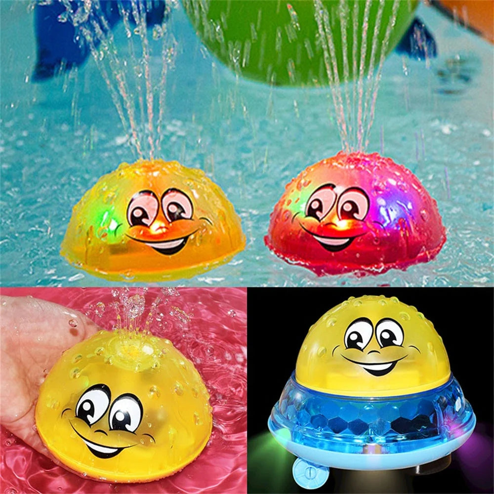 Rotating water spray shower toy for toddlers in bright colours