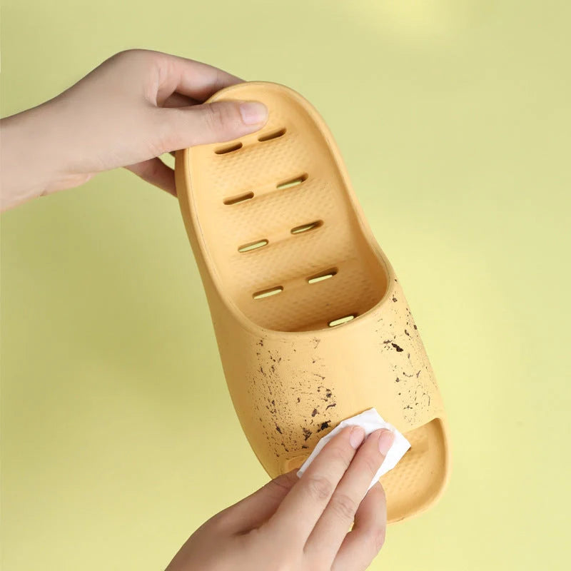 Thick-soled EVA slippers in various colours for home and bathroom use