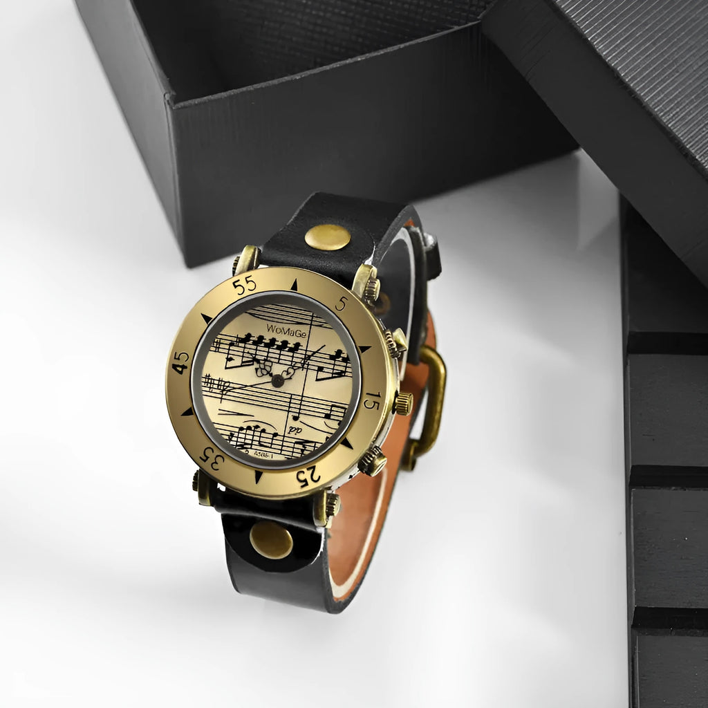 Men's music symbol watch with musical note design on dial in multiple colour options