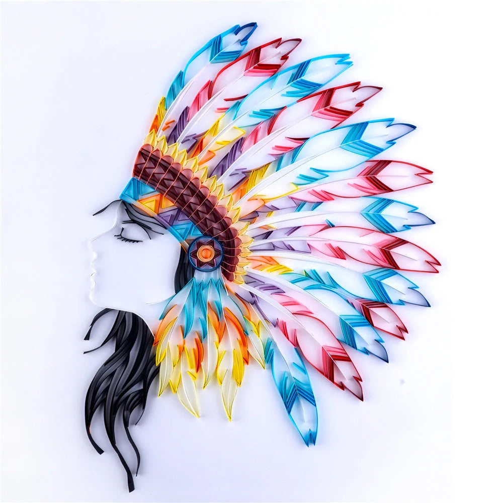 Handmade quilted paper painting craft kit with tools and variety of designs