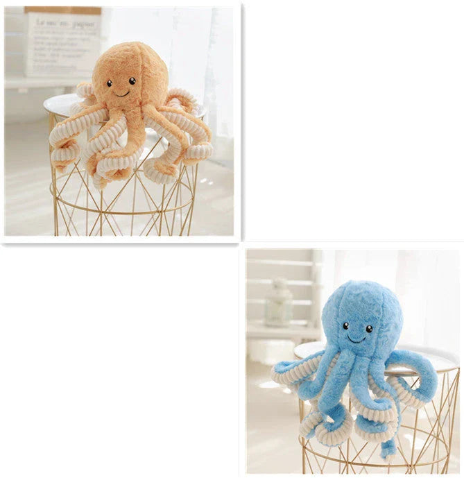 Adorable plush octopus pendant with elastic tentacles, available in various colors and sizes