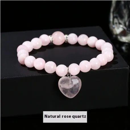 Handmade Tigereye crystal love pendant bracelet with geometric round pendant and natural stone beads in six colour options
