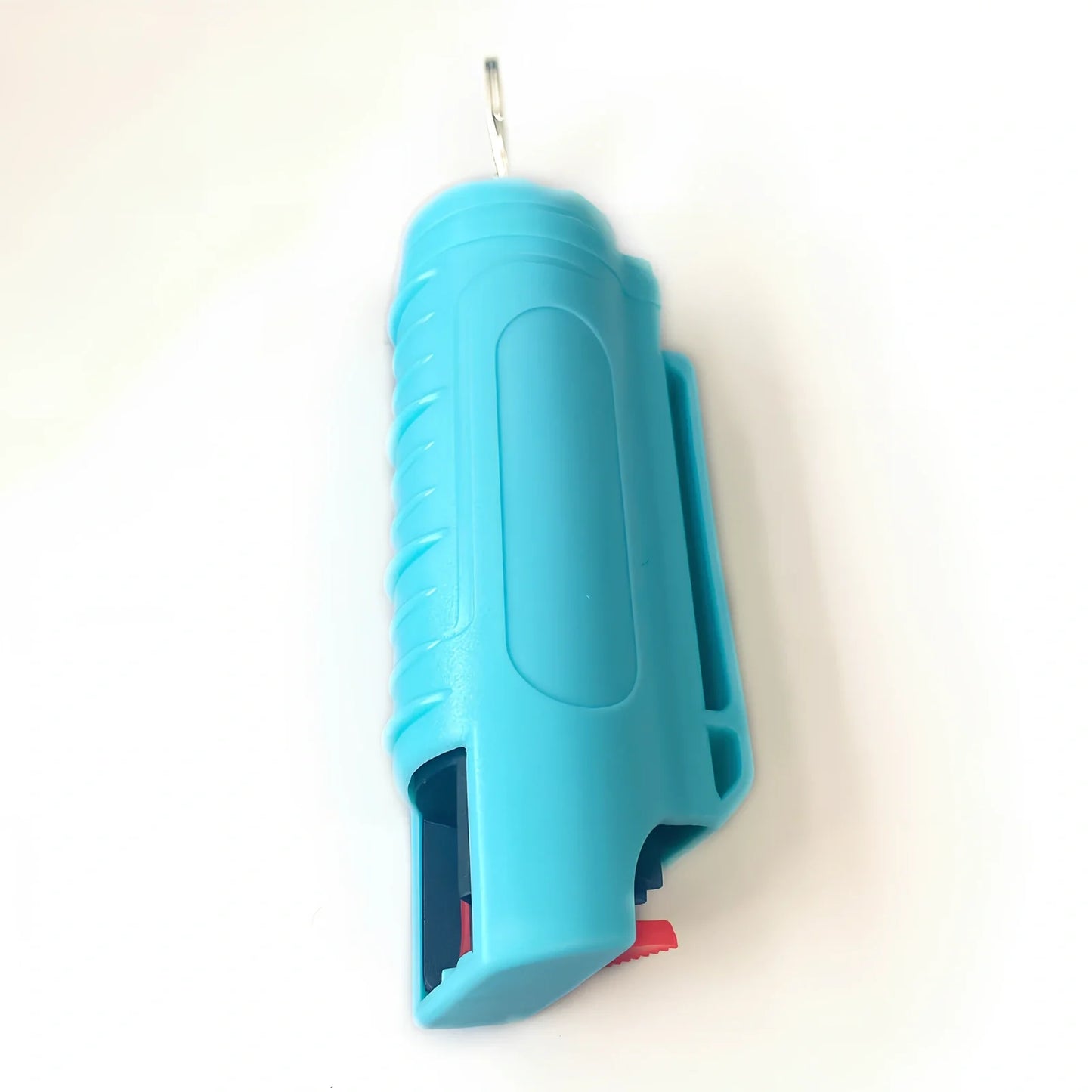 Green wrist strap self-defence key chain with perfume bottle, window breaker, alarm, and stick attachments, 10cm holder