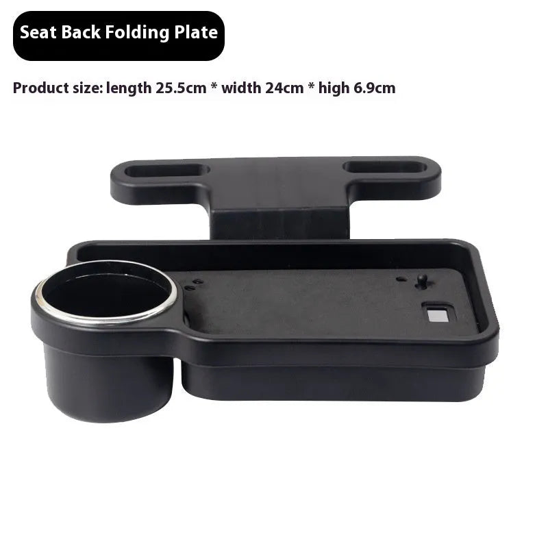 Car steering wheel laptop stand with table tray and foldable cup holder in matte black finish