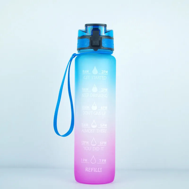 Clear 1000ml sports water bottle with wide opening showing BPA-free Tritan construction