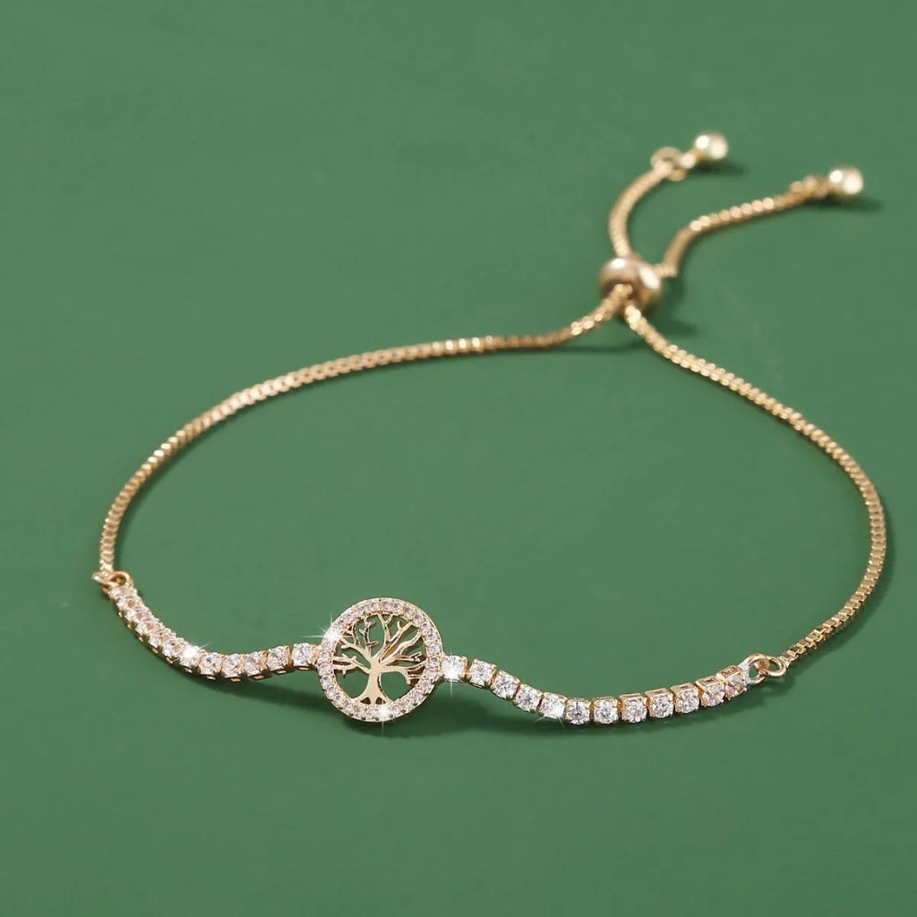 Lucky Tree Element Zircon Bracelet for women in electroplated metal with decorative elements