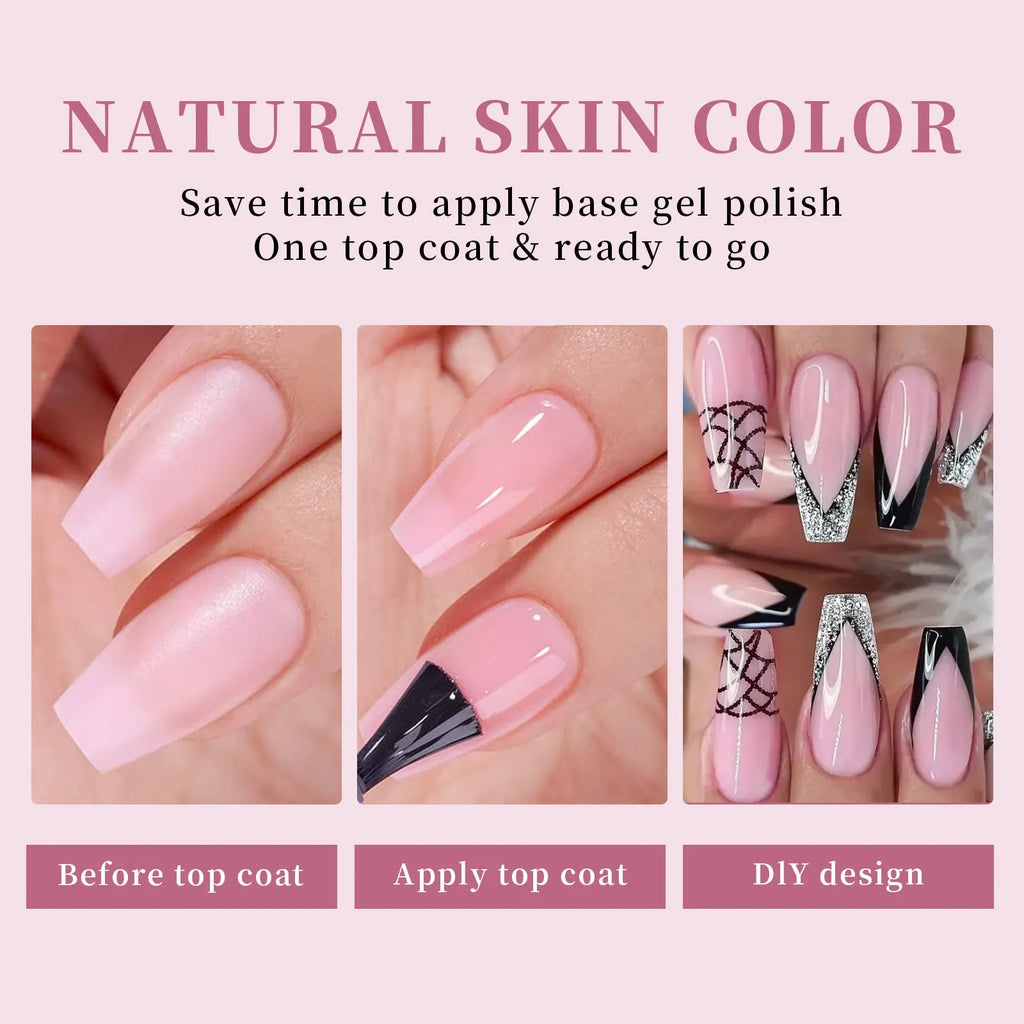 Box of nude seamless removable nail stickers showing colours Bare 01 to Bare 08