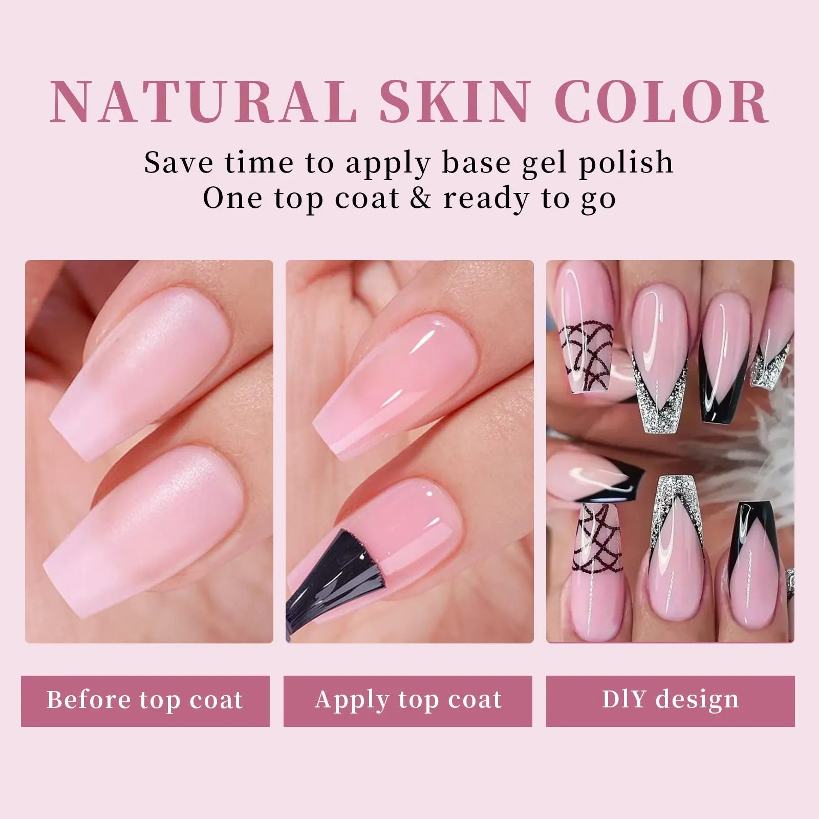 Box of nude seamless removable nail stickers showing colours Bare 01 to Bare 08