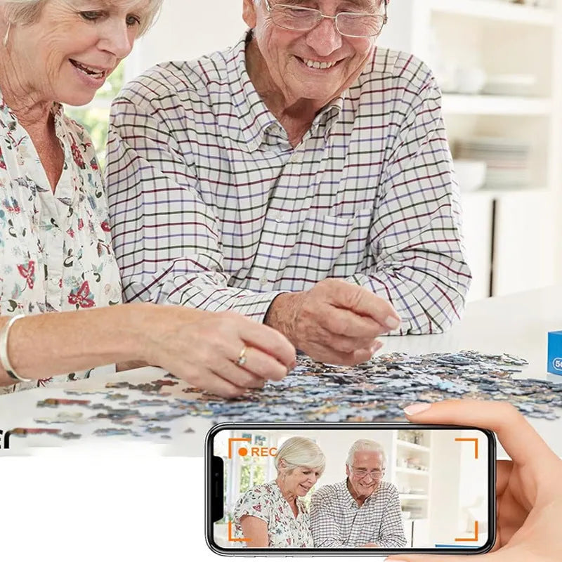 Black indoor security camera with 1080p HD video and WIFI smartphone connectivity