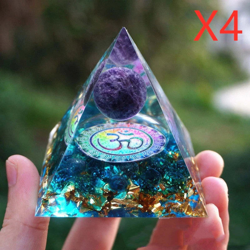 6CM Pyramid Decoration Natural Crystal Gravel Energy Tower in crystal epoxy resin