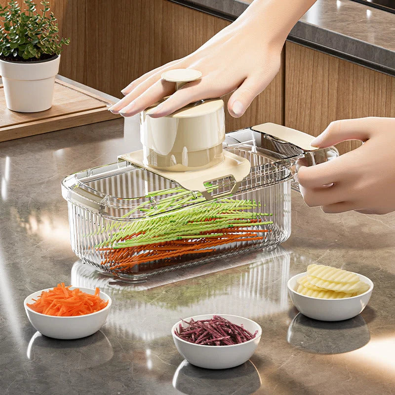 2in1 multifunctional vegetable cutter with five replaceable blades for efficient food preparation