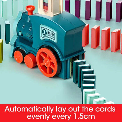 Automatic Domino Building Blocks Train Toy with colorful dominoes and motorized train mechanism