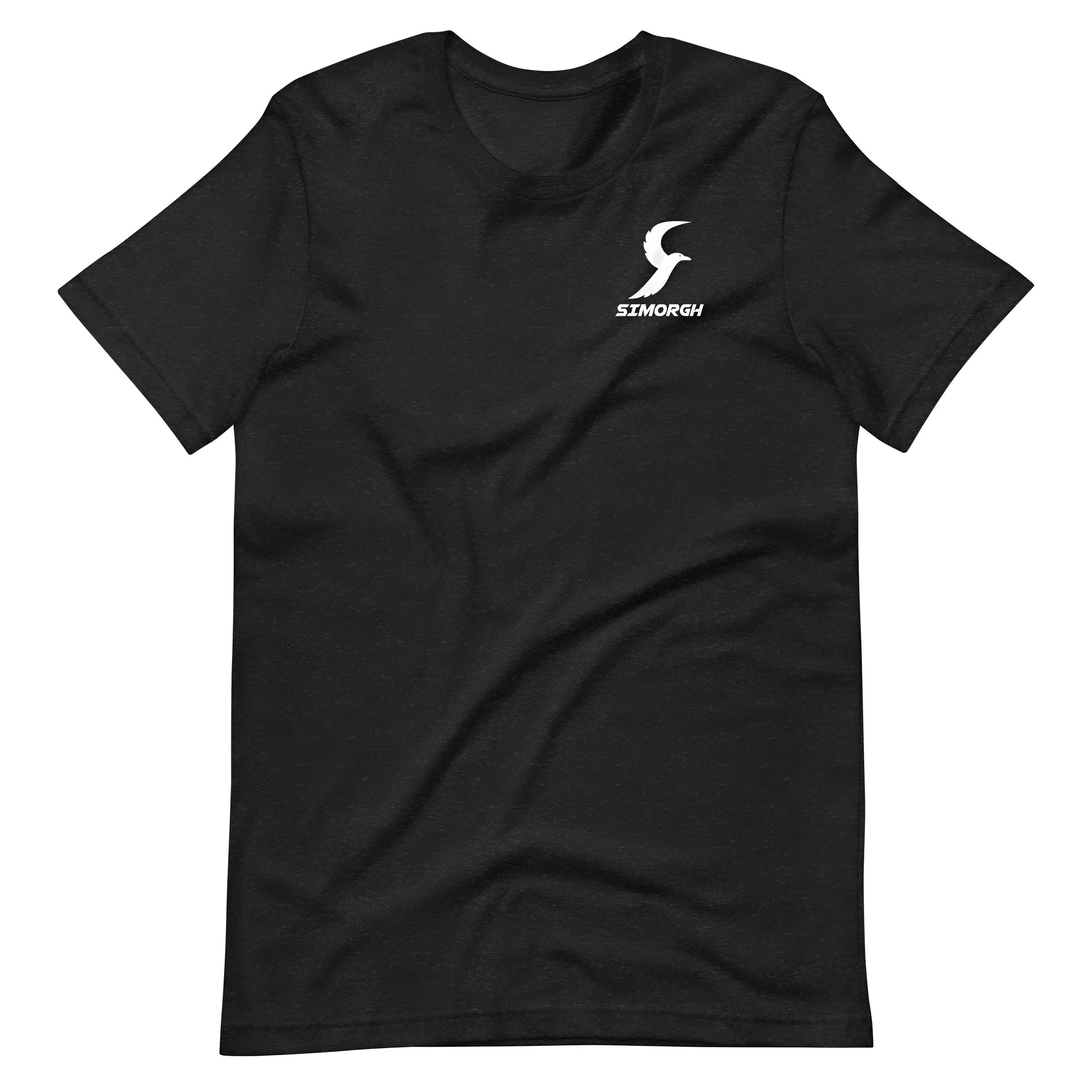 A plain black loose-fit cotton t-shirt with short sleeves and a round neck, laid flat.
