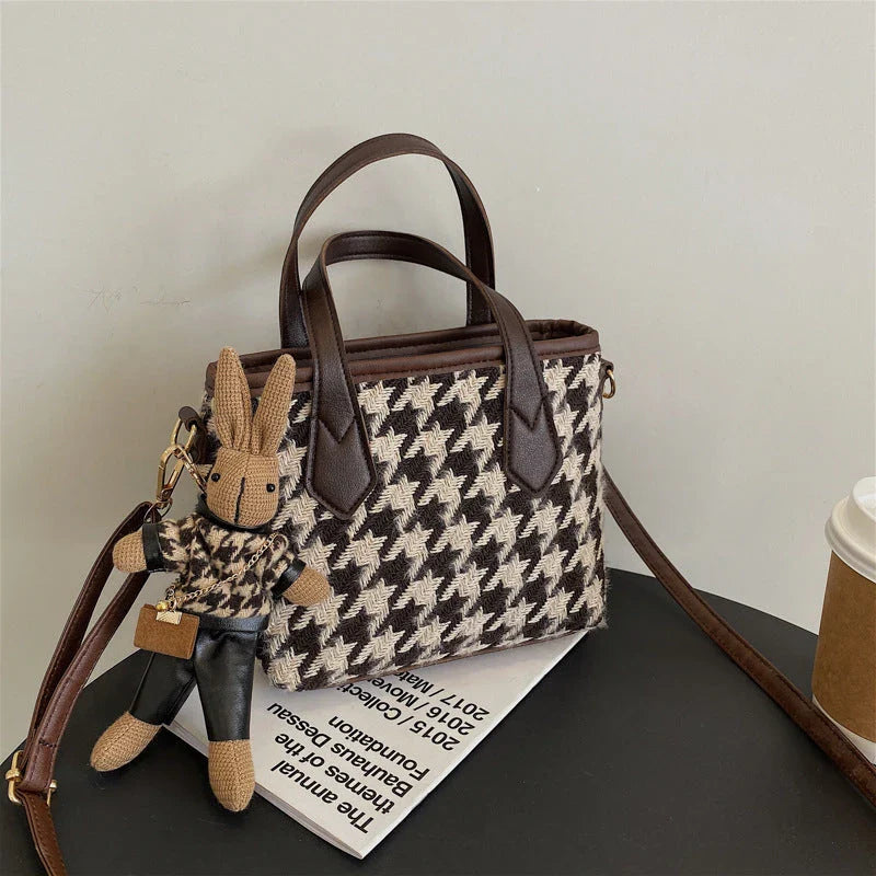 Stylish houndstooth messenger bags with adjustable straps, ample interior space, and a range of color options