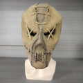 Latex Halloween horror mask with scar skull design showing dimensions of 31cm height