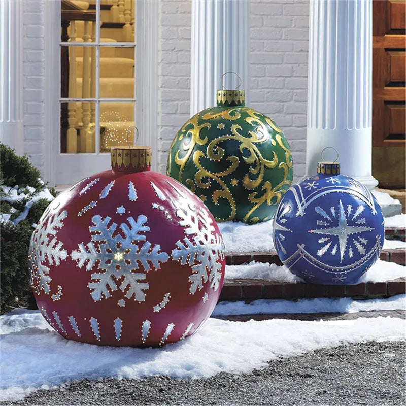 60cm diameter PVC inflatable Christmas decoration ball in multicolour options for outdoor festive displays
