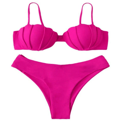 Sling I women's beach bikini swimsuit in rose red, black, or blue with sleeveless design and polyester fabric