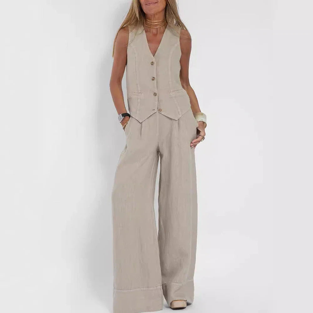 Chic summer vest and pants set for women in various colors and sizes