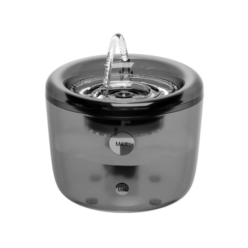 Grey automatic circulating filter water fountain for pets with USB power connection