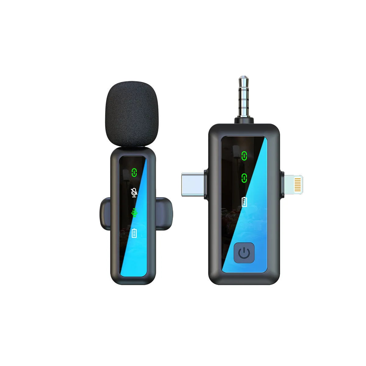 H65 Wireless Collar Clip Microphone three-in-one with type-C Apple adapter for Android Apple devices