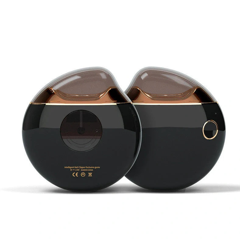 White electric baby nail clippers with safety grinding technology and USB charging cable