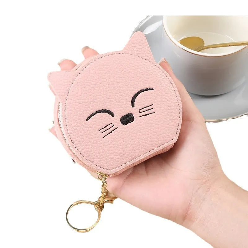 Cartoon cat women's handbag in horizontal square shape, eight colour options, PU material, includes wallet
