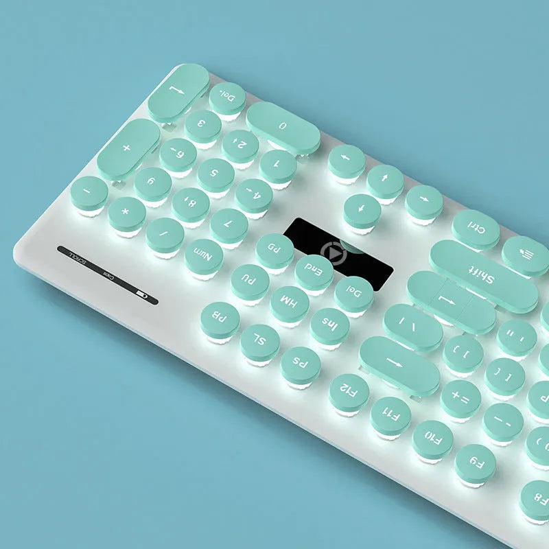 Punk-style mechanical keyboard with luminous backlight in mint green, pink, or textured black colour options