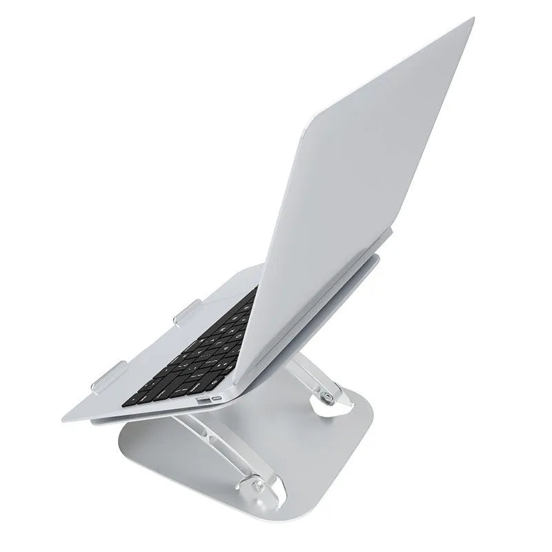 Aluminium alloy foldable laptop cooling bracket in silver, dimensions 30x26x5.5cm