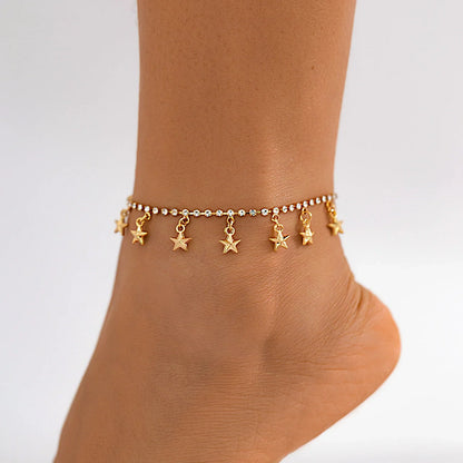 Beach Star Tassel Ankle Rings in gold and black, perfect for summer outfits