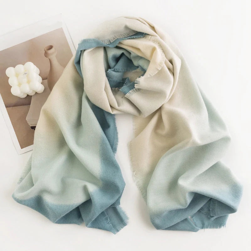 Herringbone pattern artificial cashmere scarf in various colours with tassel fringe