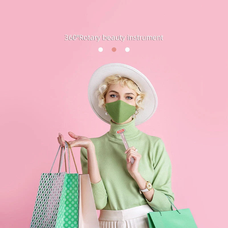 360 Degrees Rotary Eye Massage Wand with Red LED Light Therapy for skincare