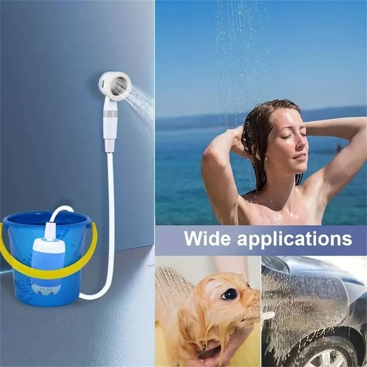 Premium Portable Electric Shower with Adjustable Water Flow and Waterproof Construction for Outdoor Adventures