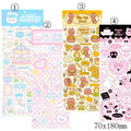 Clear PVC waterproof sticker sheet with cartoon designs for notebook and stationery decoration.