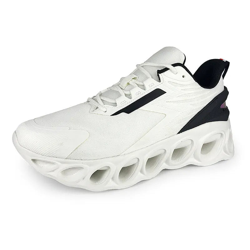 Men's low-top casual sports shoes in black with breathable mesh upper and lace-up fastening
