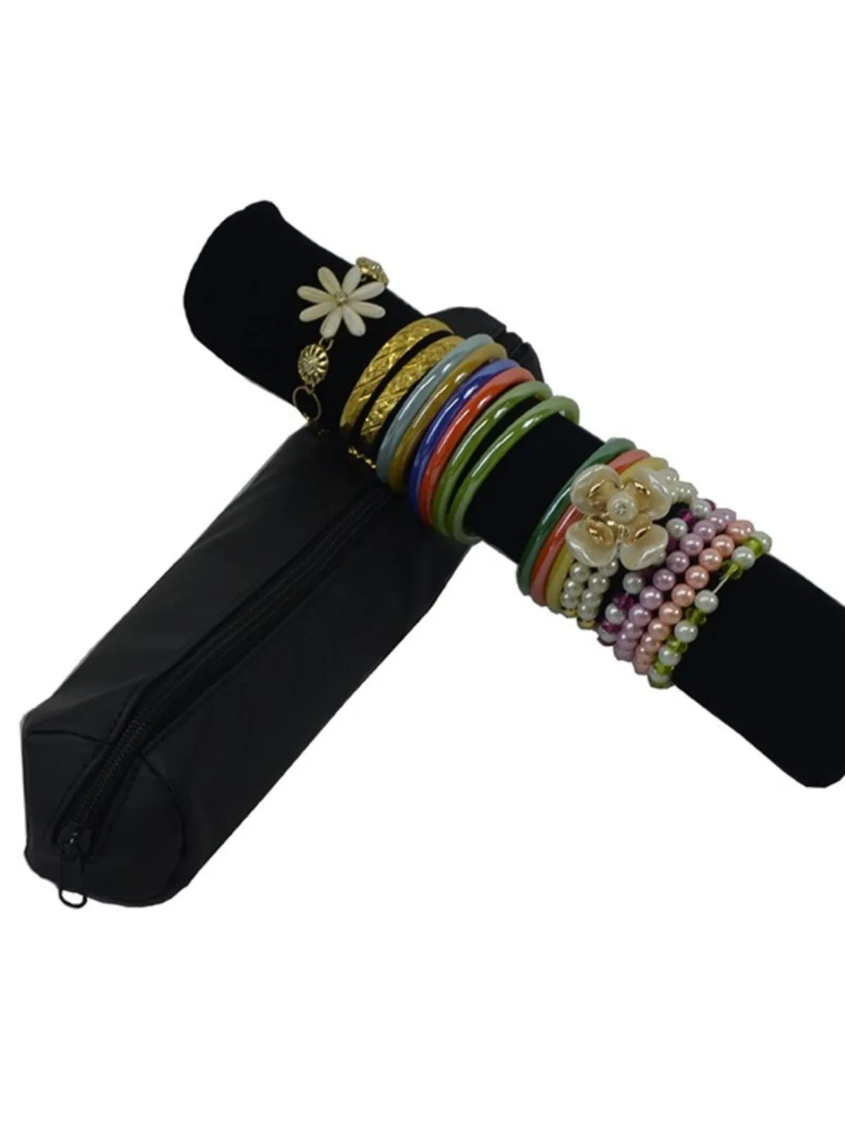 Polyester women's portable bracelet watch buggy bag dustproof storage pouch with velvet bracelet stick black velvet bag