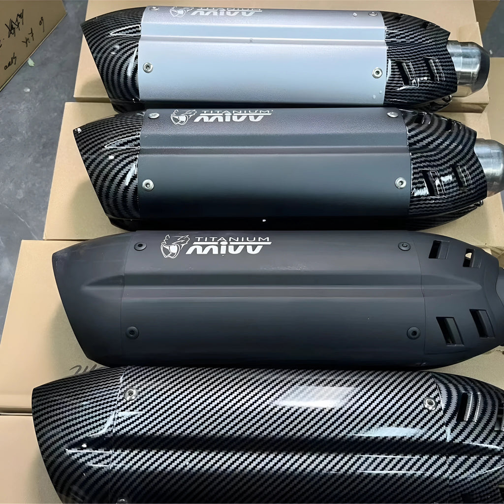 Stainless steel motorcycle exhaust pipe modification with hexagonal design and muffler