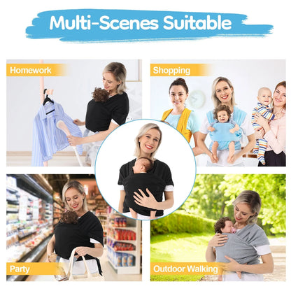 Multi-functional baby carrier wrap scarf in various colors for secure and comfortable baby carrying
